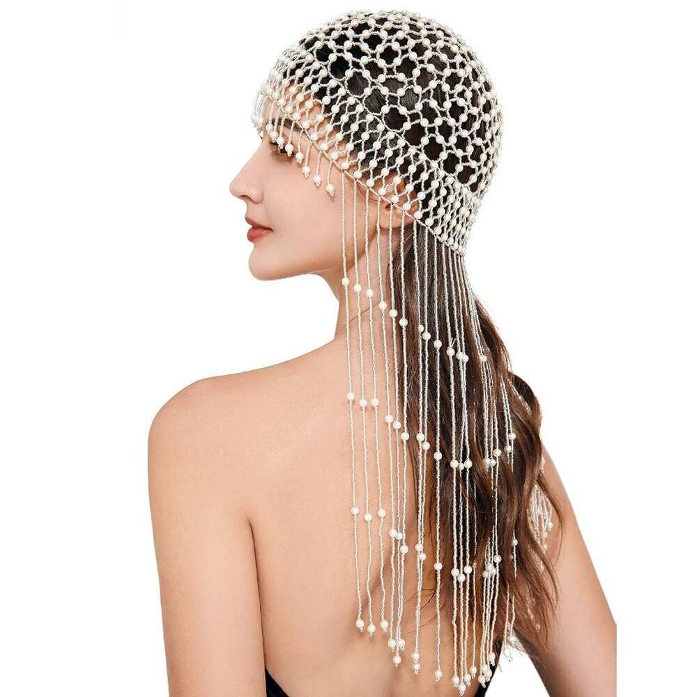 Vintage Bridal Headpiece Crystal Chain 1920s Flapper Wedding Hair Accessory